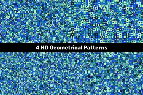 4 Geometrical Patterns in Blue and Green: High-Resolution Design Assets for Modern Creatives