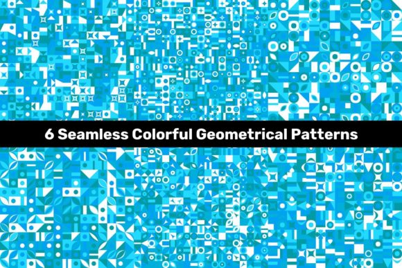6 Seamless Blue Geometrical Patterns