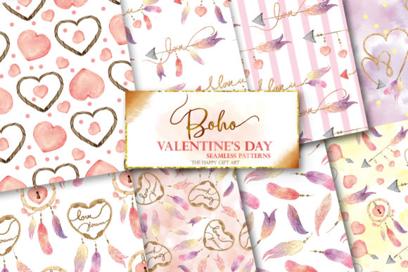Boho Valentine’s Seamless Patterns