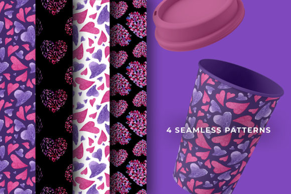 Bright Romantic Watercolor Patterns