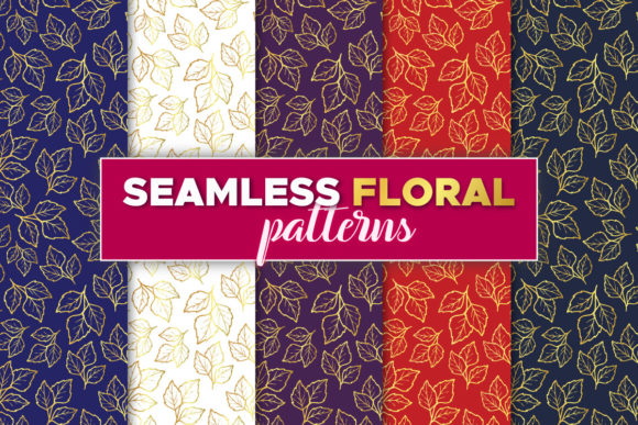 Floral Seamless Golden Patterns Bundle: Elevating Design With Timeless Elegance and Print-Ready Precision