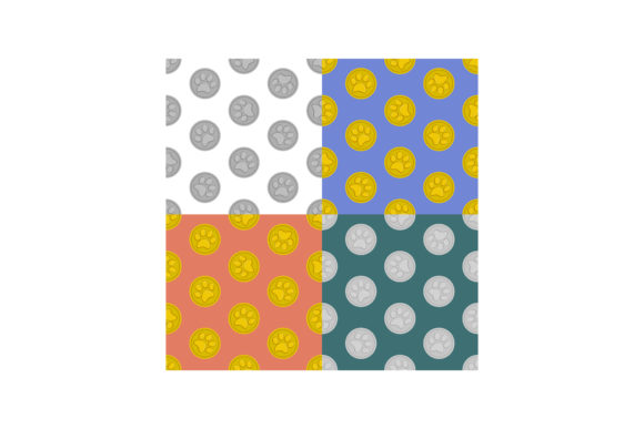 Gold Medal & Paw Print Seamless Patterns