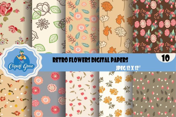 Retro Flowers Seamless Patterns
